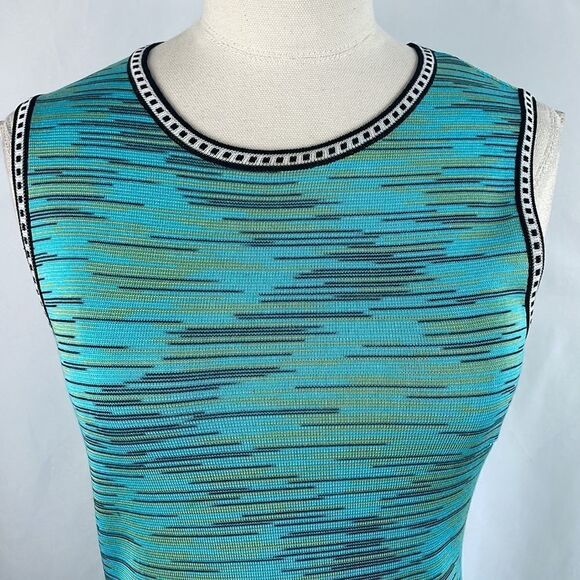 Missoni Turquoise Striped Open Back Knit Dress - Picture 2 of 7